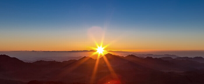 Sunset over mountain landscape