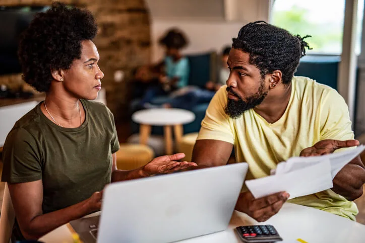 Two parents discussing parenting plan