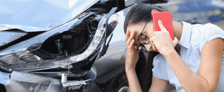 woman stressed after a car accident